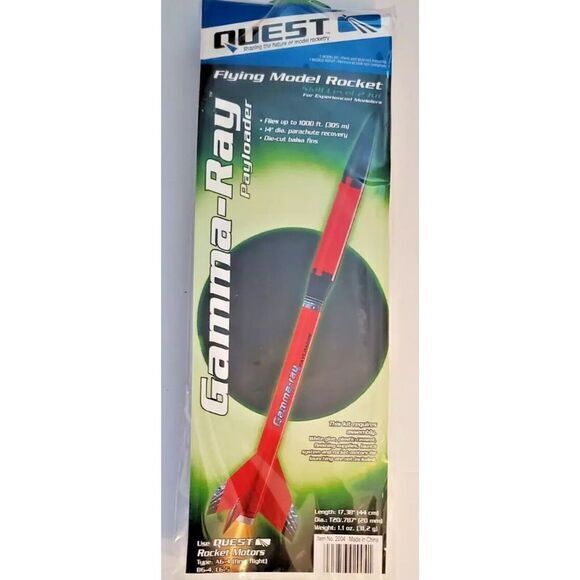 Quest Gamma-Ray‎ Flying Model Rocket Kit Educational STEM Toy 17.38 in Red/Black - Picture 2 of 7